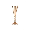 Elegant golden silver wedding flower vases with a flared, conical shape.