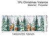 One piece polyester Christmas valence featuring deer and evergreen trees for festive decor