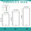 Three clear glass cylinders of varying heights shown with dimension labels