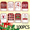 A collection of 100 Christmas themed stickers featuring holiday phrases and designs on a white background.