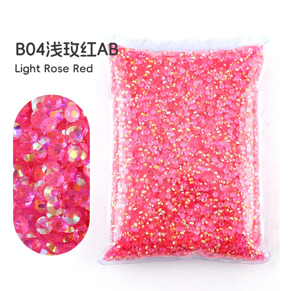 Bag of light rose red resin rhinestones for crafting