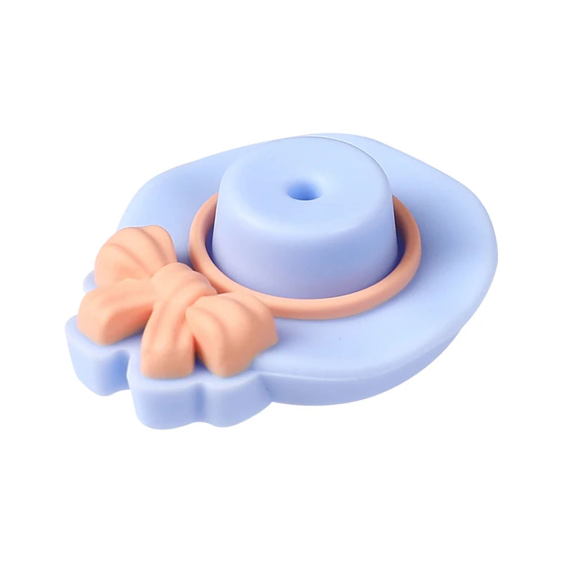 Light purple silicone plant bead with a flower shape and a central hole for jewelry making