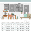 Size guide showing various frame sizes and dimensions for canvas wall art prints