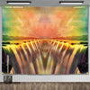 A vibrant tapestry featuring the album art of Tame Impala with a bright, sun-like glow.