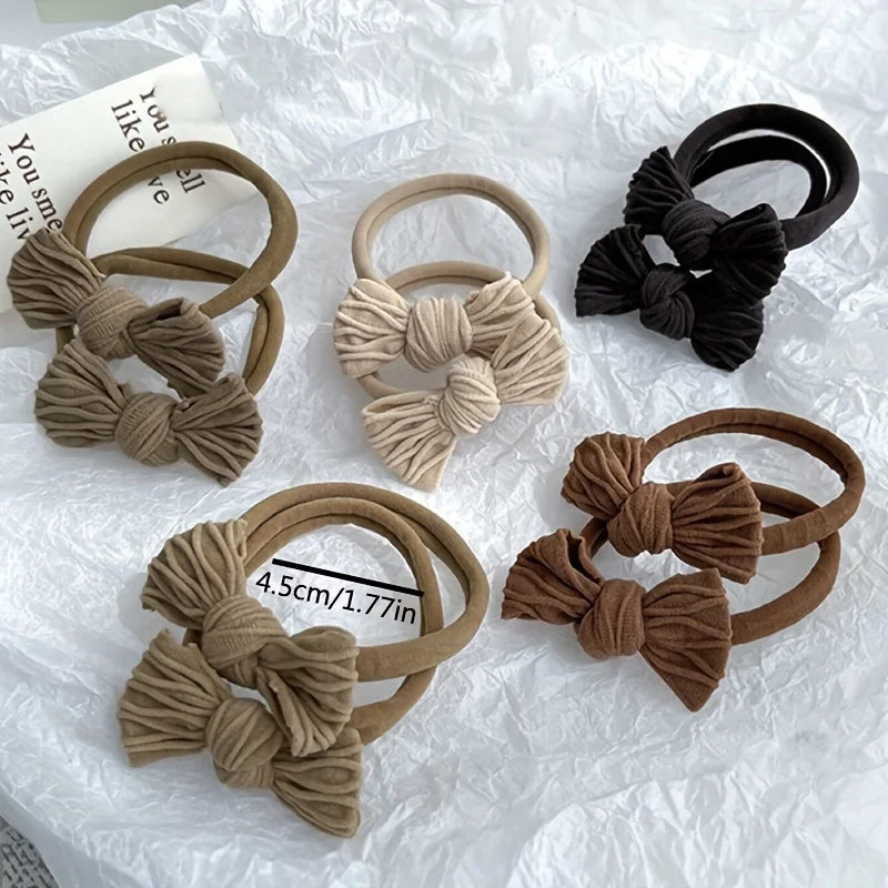 Elegant Bow Hair Ties Set for Women – Soft Stretch Fabric Ponytail Holders