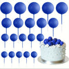 A set of twenty blue mini foam ball cake toppers on sticks for DIY party decor