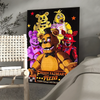 A framed canvas wall art poster featuring cartoon characters from Five Nights at Freddy's including Freddy Fazbear and other 