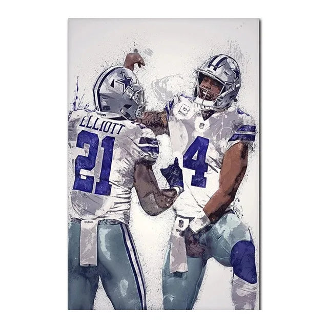 Abstract Football Player Canvas Wall Art