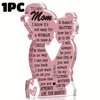 A pink acrylic plaque shaped like a woman's silhouette with text for a mother
