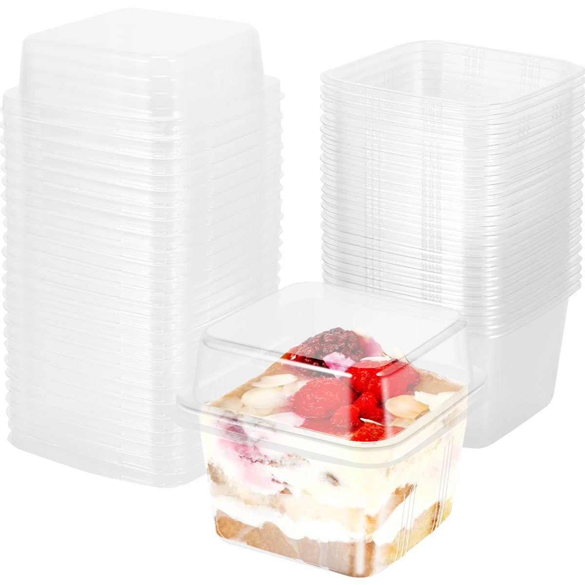 Clear PET Dessert Cups with Lids (50-Pack)