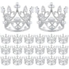 A collection of silver-toned mini pearl crown cake toppers and decorations for weddings, birthdays, and DIY projects.
