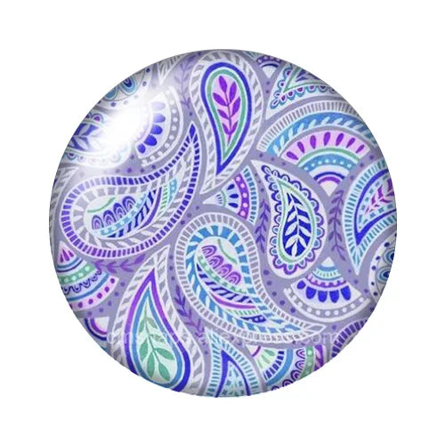 Round Leaf Pattern Flat Back Glass Cabochons for Jewelry Making