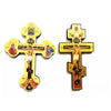 Handcrafted wooden Orthodox cross wall decor featuring religious iconography and painted details.