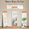 Three ways to use a full length floor mirror with stand, including standing, leaning, and hanging options.