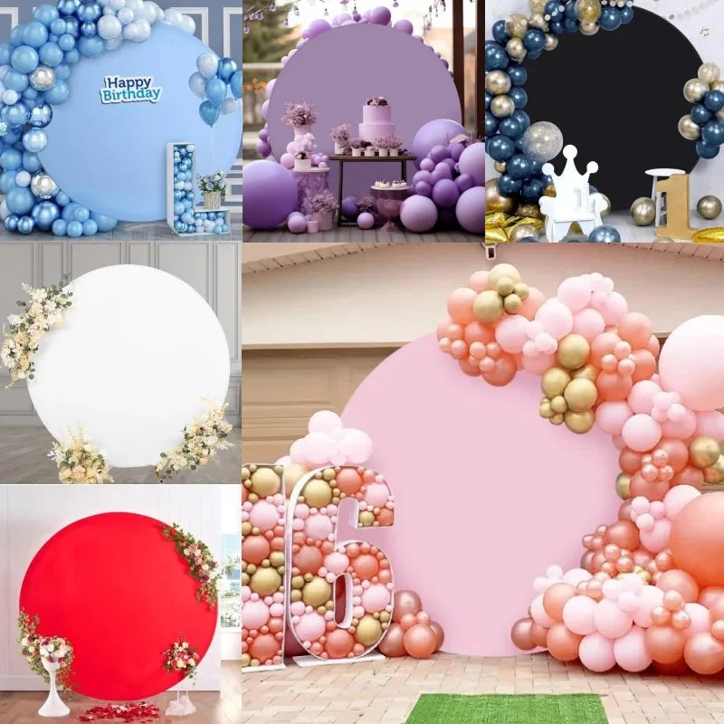 A vibrant pink and gold balloon arch backdrop with large number 6 for an event