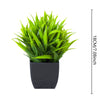 A potted mini artificial eucalyptus plant with bright green leaves in a black square pot.