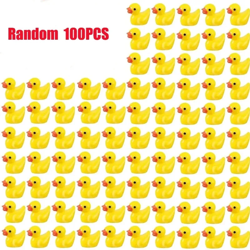 Mini Yellow Duck Resin Charms for DIY Crafts and Decor (200 Pack)