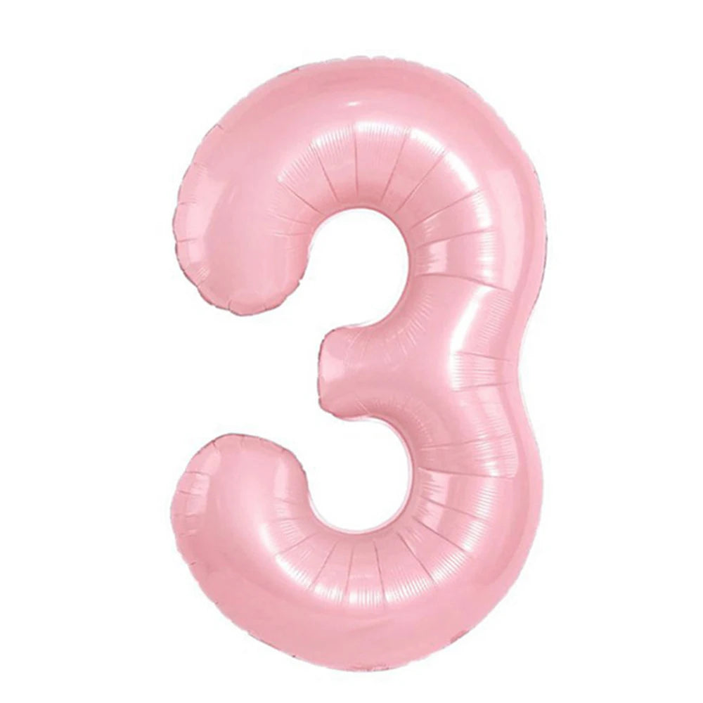 Pastel Pink Foil Number Balloons (0-9) for Birthday Party Decorations