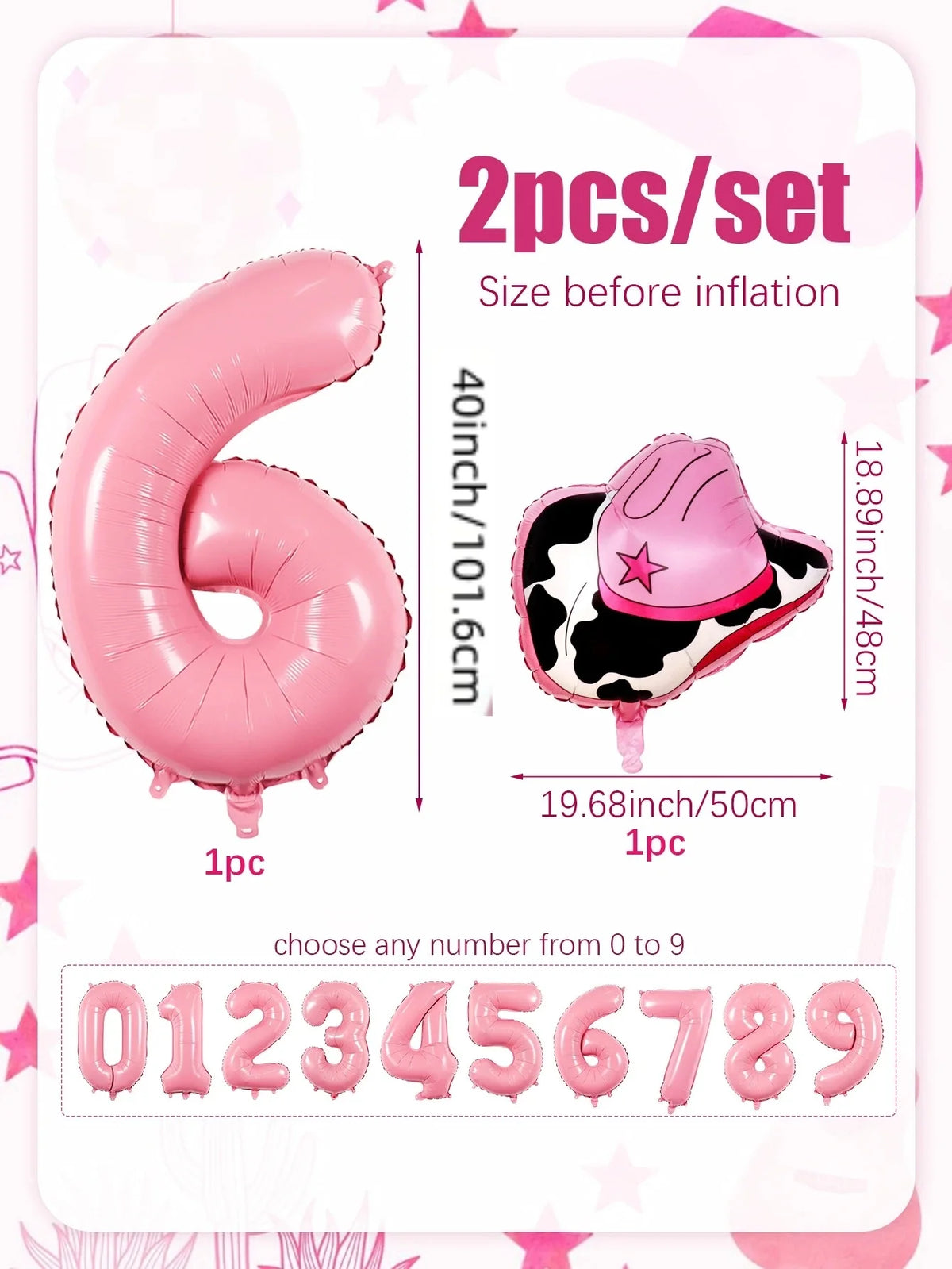 40-Inch Cowboy Cow Number Foil Balloon Set