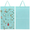 A light blue felt organizer display for wall mounting, featuring numerous small earrings and jewelry pieces.