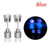 Pair of blue LED light-up flashing stud earrings with color-changing zircon stones