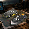 A detailed model of a gray Storm Chaser Tornado Interceptor armored car placed on a map.