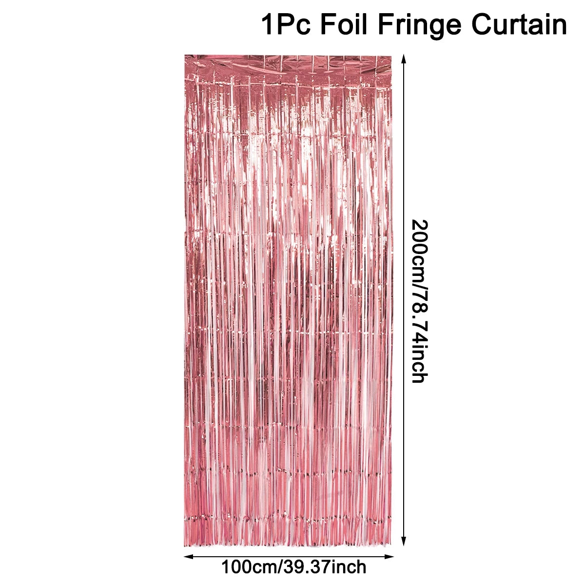 A vertical curtain made of pink foil fringe with a glitter texture.