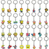 A set of SpongeBob SquarePants cartoon keychains hanging from metal rings.