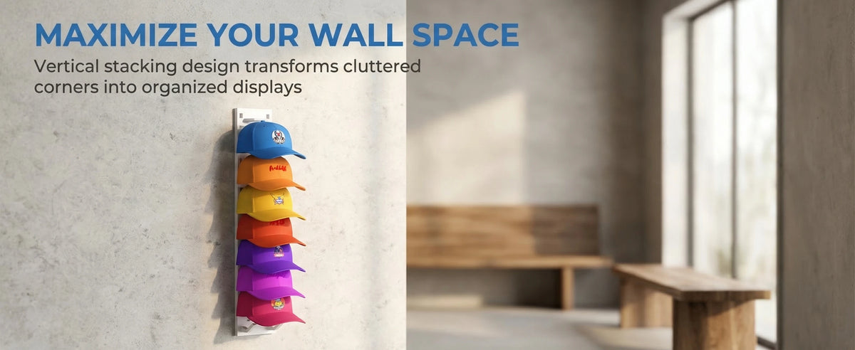Wall-Mounted Hat Organizer Rack for 9 Caps