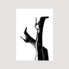 Black silhouette of a female leg and foot against a white background.