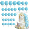 A set of light blue foam cake toppers on sticks, including various sizes and shapes.