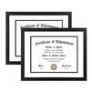 A set of three framed certificates on a white background with black frames and gold accents.
