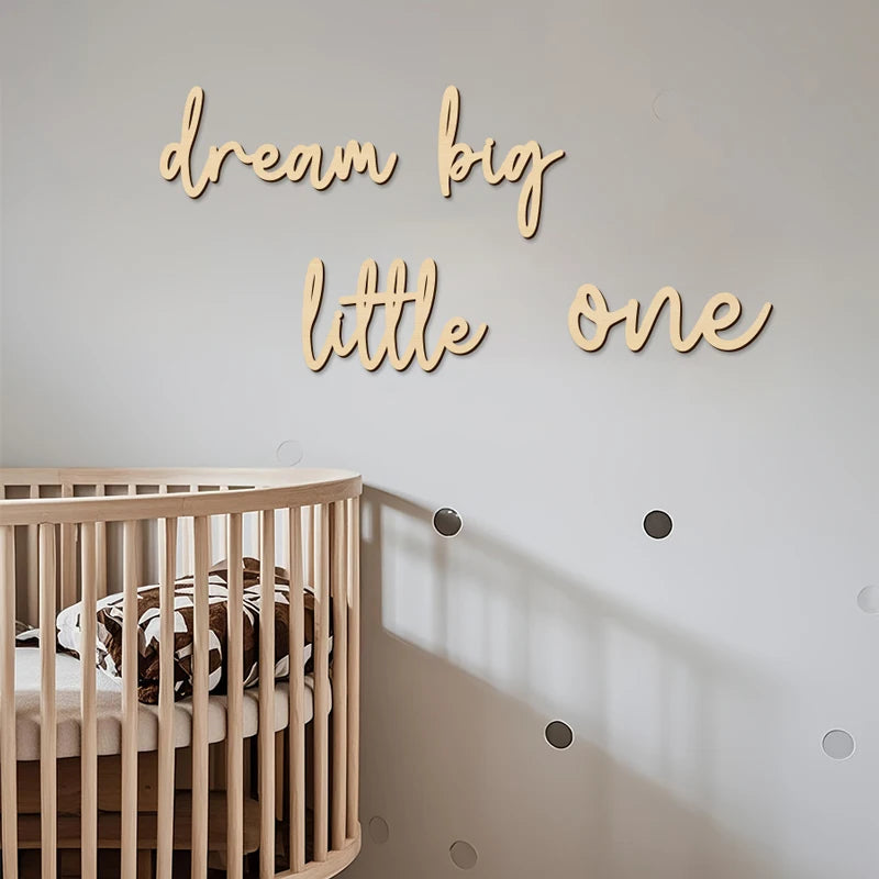 Dream Big Little One Wooden Wall Sign for Kids' Rooms