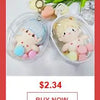 A set of ceramic animal figurines, including a pink bunny and other small decorative items, displayed in clear plastic cups.