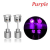 Pair of purple LED light-up flashing stud earrings with color-changing zircon stones.