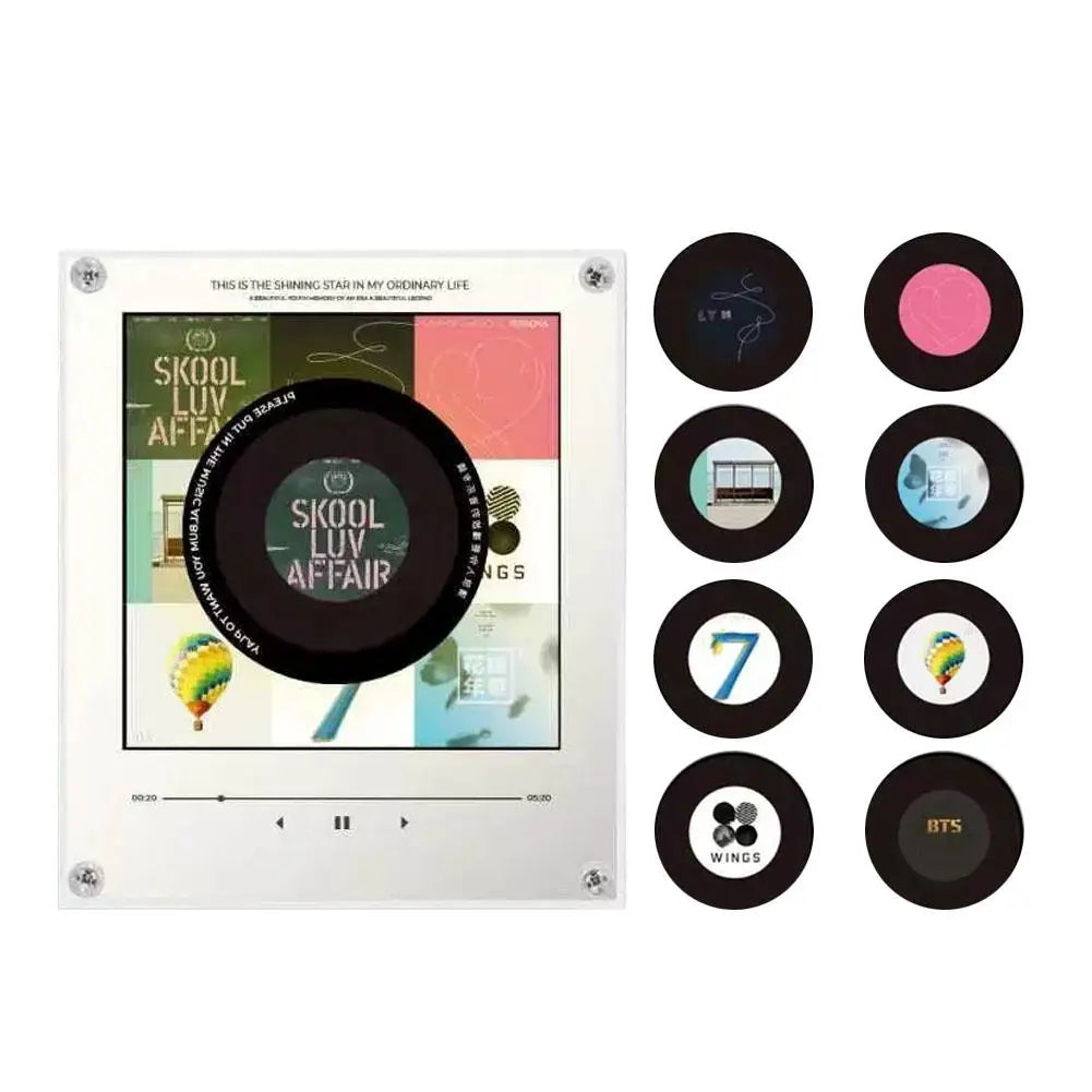 Retro NFC music box night light featuring a rotating disc and several colored circular lights.