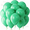 A cluster of sage green latex balloons floating against a white background.