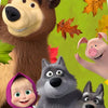 A collection of cute animal characters including a bear, pig, and dog, set against a bright green background.