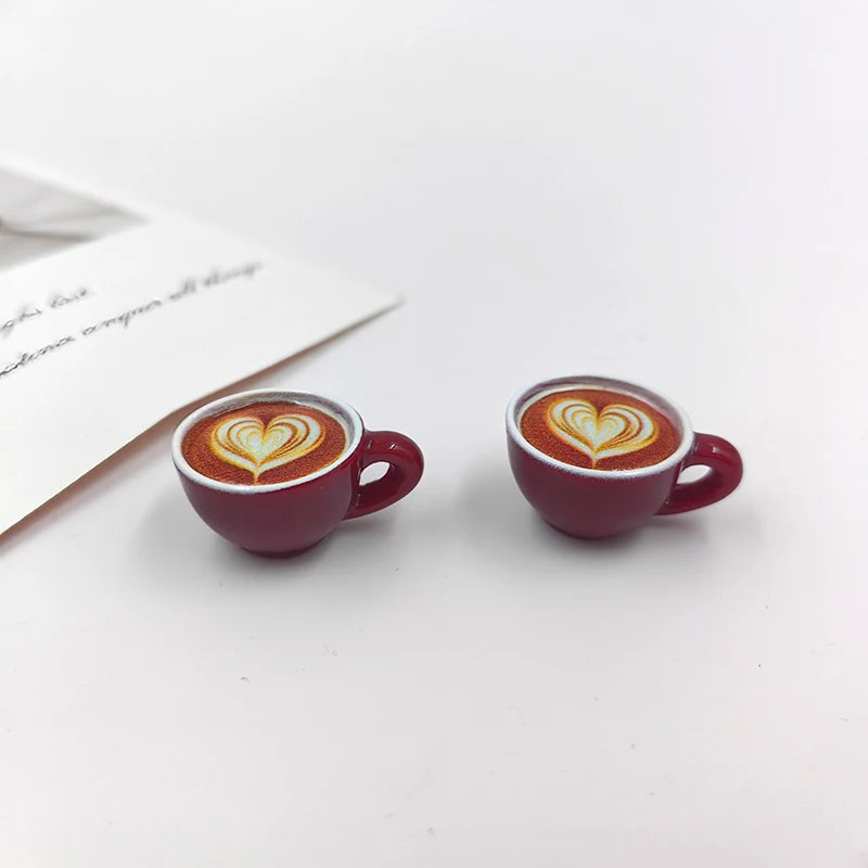 Kawaii Latte Coffee Cup Charms for DIY Jewelry Making