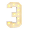 A glowing light-up number three sign with individual illuminated dots for party decorations.