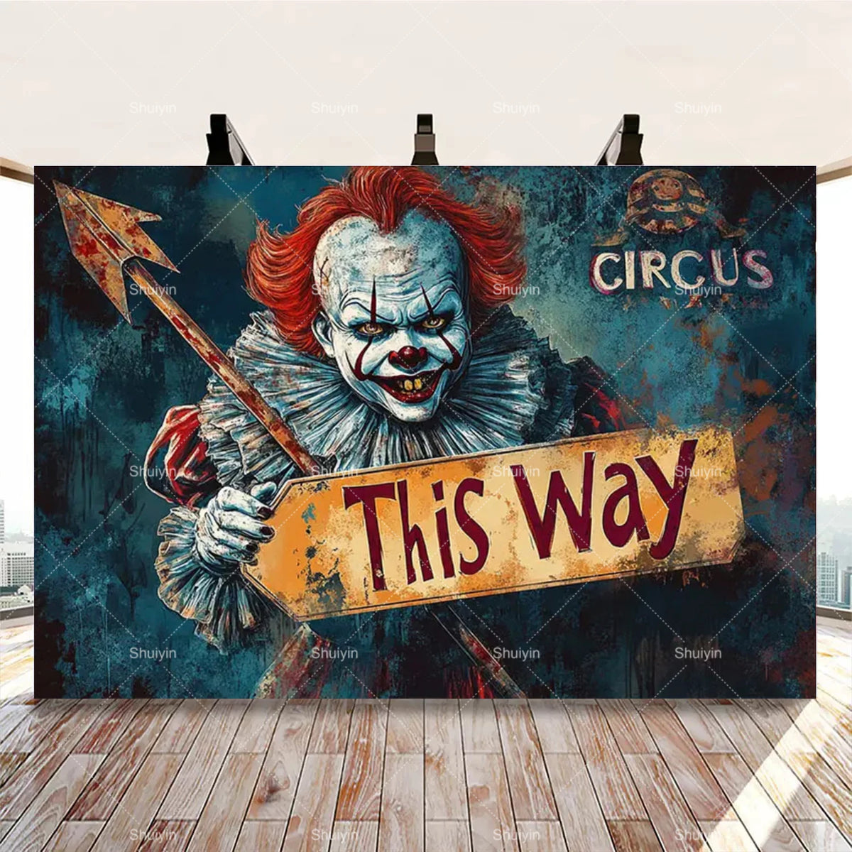 Evil Clown Circus Halloween Photography Backdrop