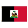 Haitian national flag featuring a black and red field with a central emblem.