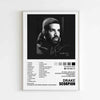 Album art poster for Drake's Scorpion album featuring a man with a beard and a cap.