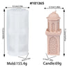 A silicone mold and candle set for making a Ramadan mosque-themed candle.