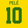 A yellow background with the name PELÉ and the number 10 in green.