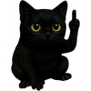 A black cat resin statue with yellow eyes is shown in a sitting pose.