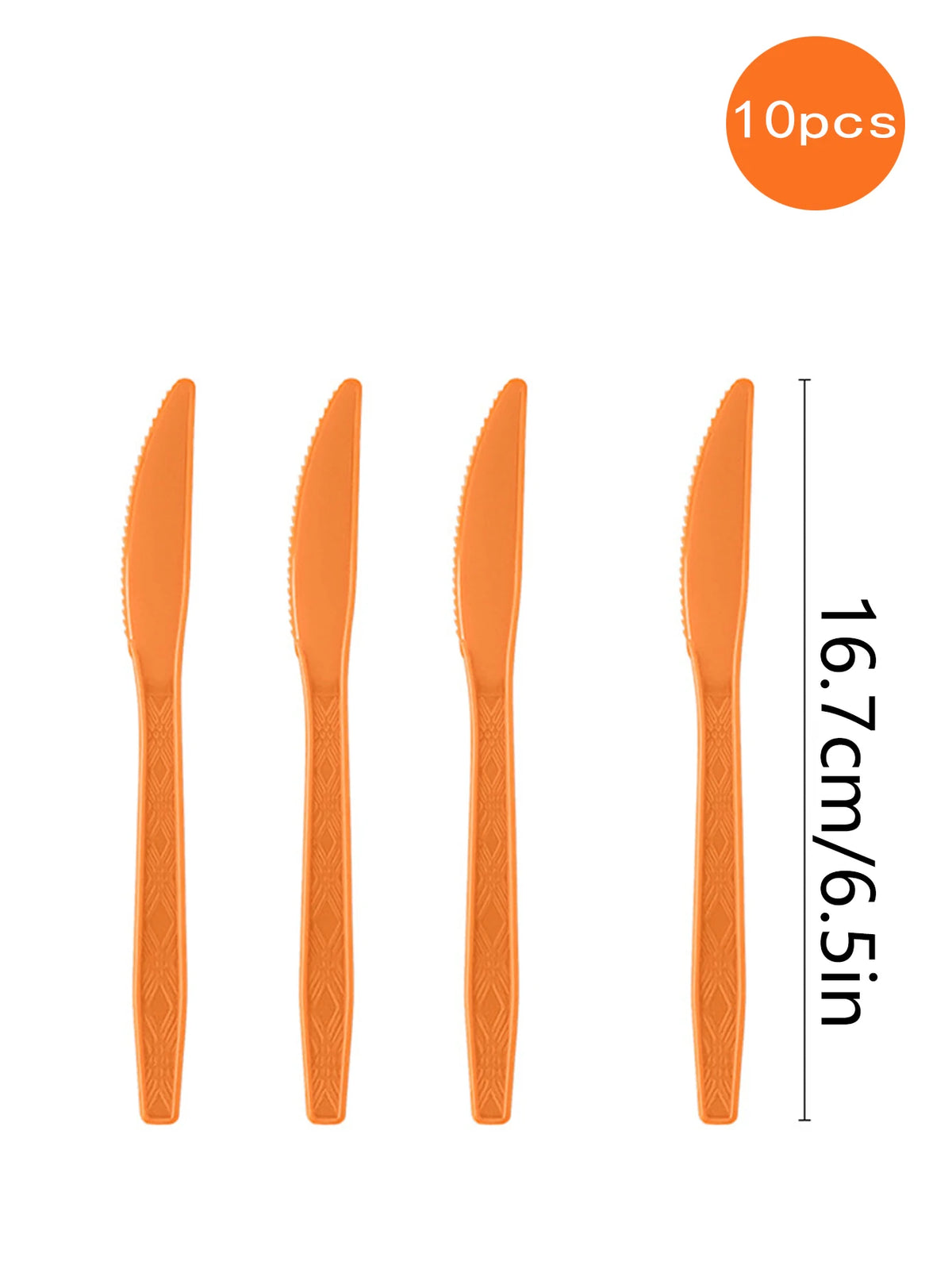 A set of 10 orange disposable cutlery pieces with a Western design for parties.