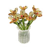 Hand-blown glass flower bouquet with golden yellow flowers in a clear glass vase