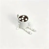 A white 3D printed figurine of a coffee cup filled with dark liquid and small cube-shaped objects, featuring articulated join
