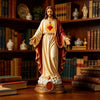 A religious figurine set depicting Jesus and the Blessed Mother standing on clouds surrounded by books.